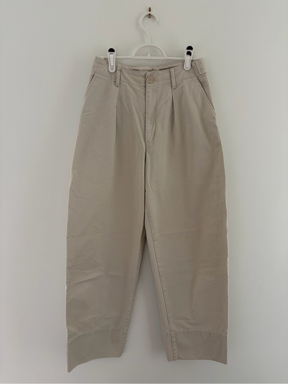 Uniqlo U Wide-Leg Cotton Twill Pants in Cream, W 25/ 63.5 cm - Picture 4 of 14
